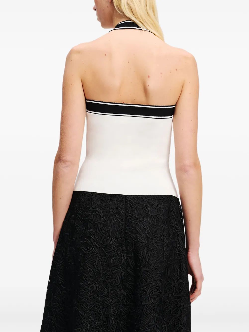 Karl Lagerfeld Sm Halter Top Black And White