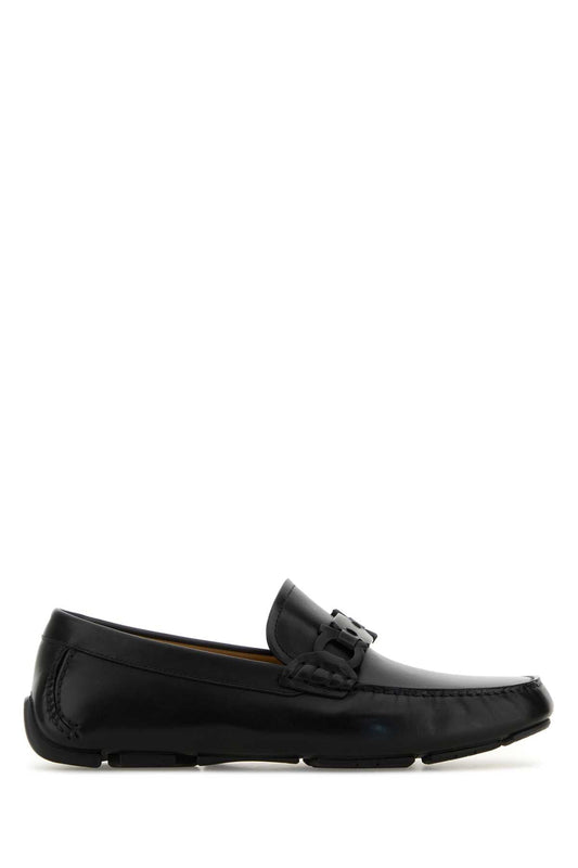 Ferragamo Black Leather Byte Loafers
