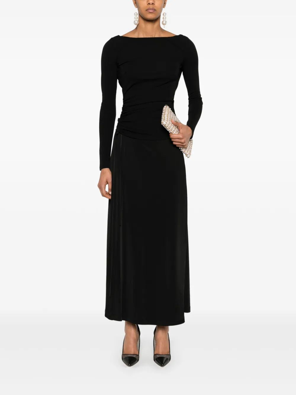 Elisabetta Franchi Black Ml Open Back T-Shirt