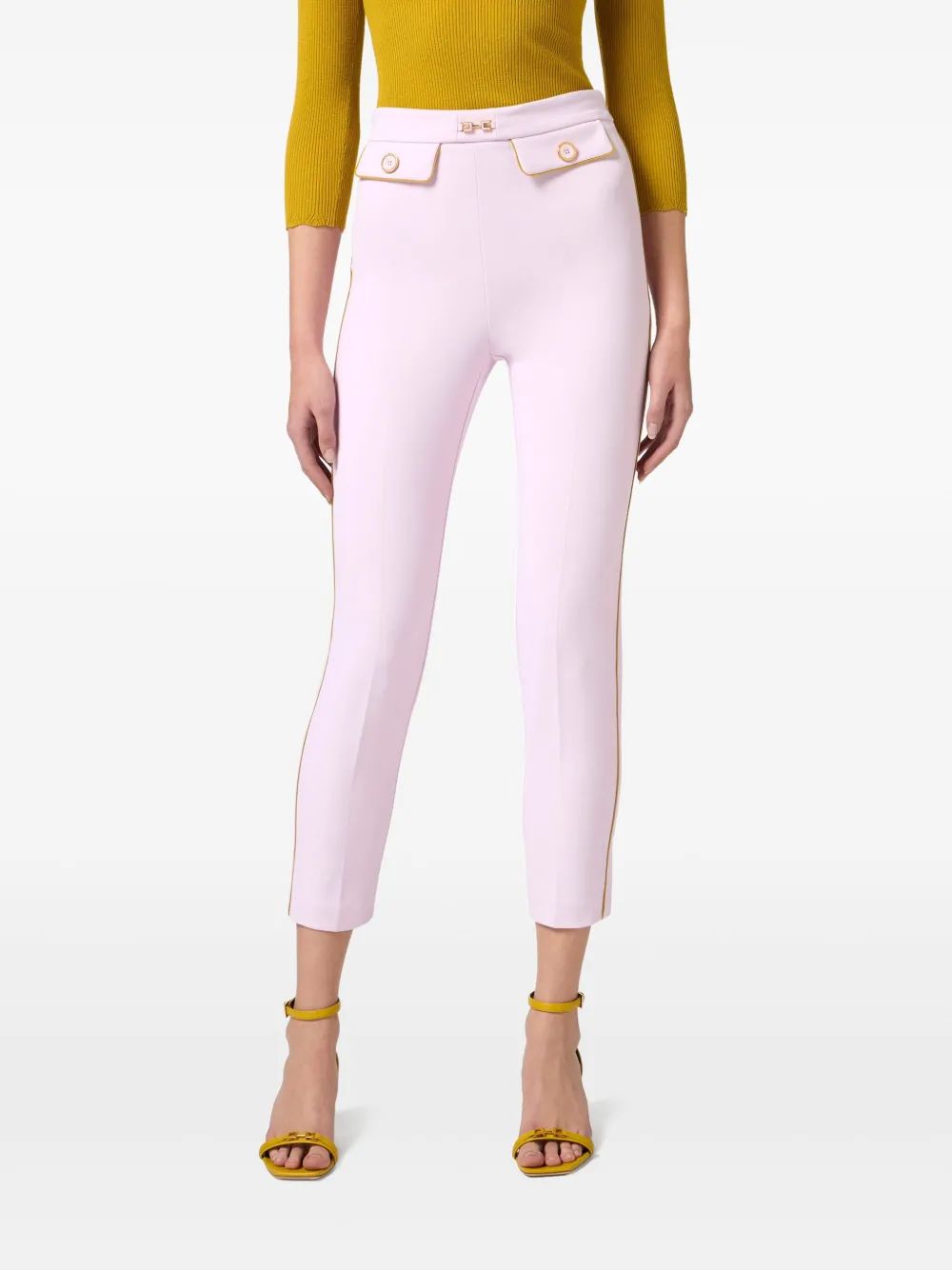 Elisabetta Franchi Pink Pants With Mustard Details
