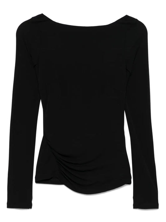 Elisabetta Franchi Black Ml Open Back T-Shirt