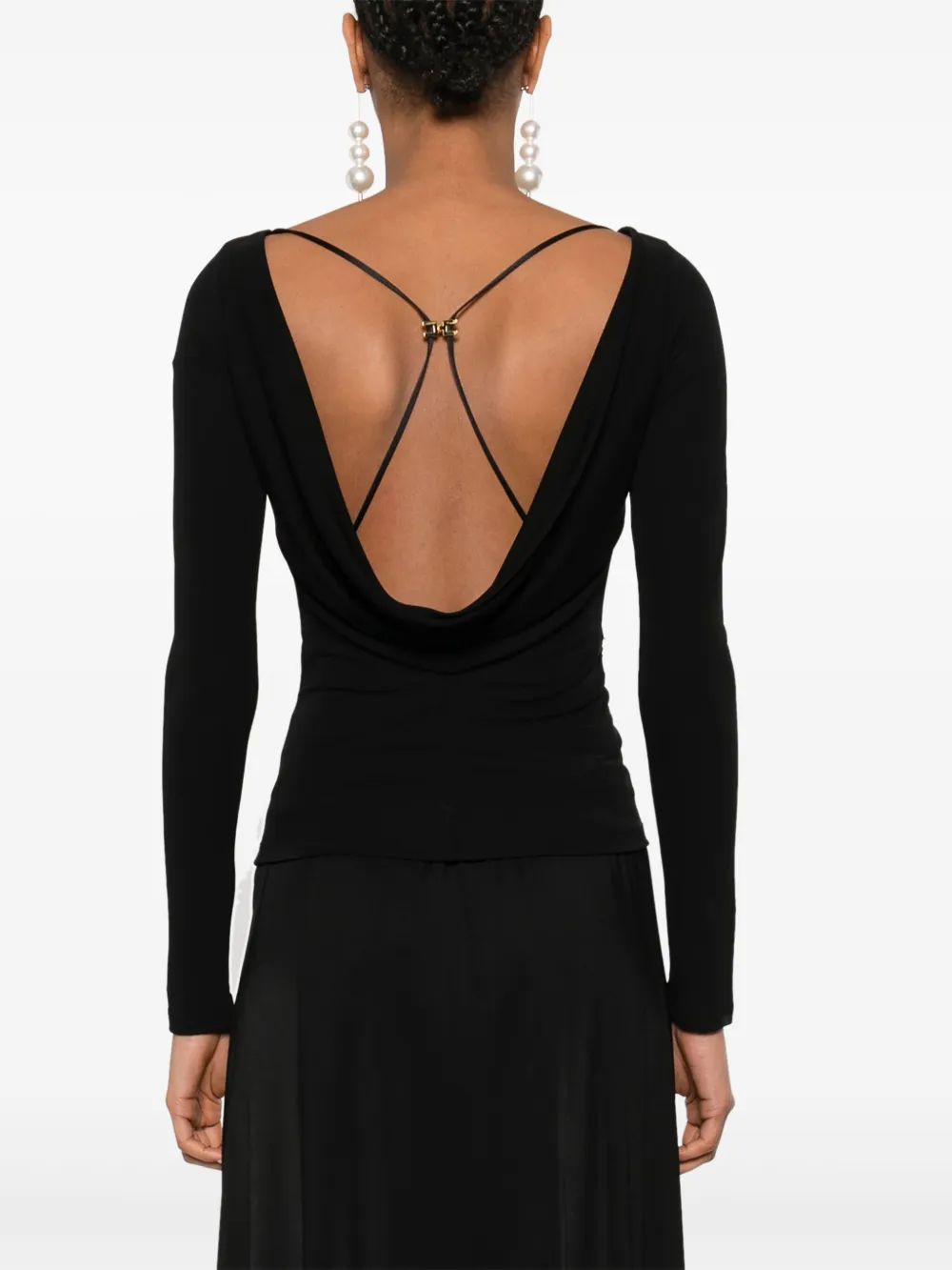Elisabetta Franchi Black Ml Open Back T-Shirt