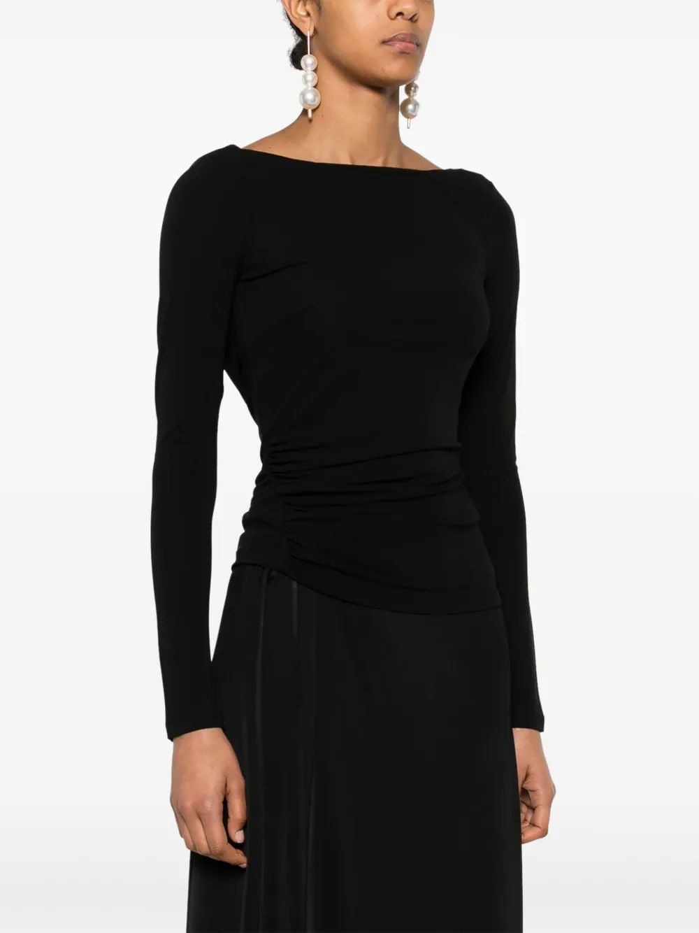 Elisabetta Franchi Black Ml Open Back T-Shirt