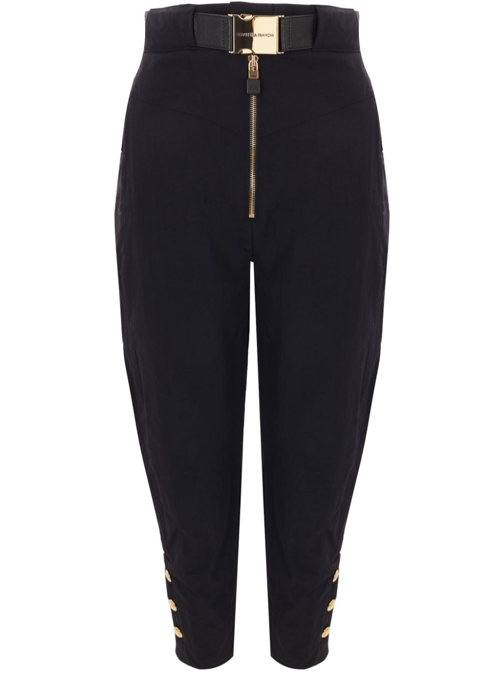 Elisabetta Franchi Black Pants With Gold Zip Buttons