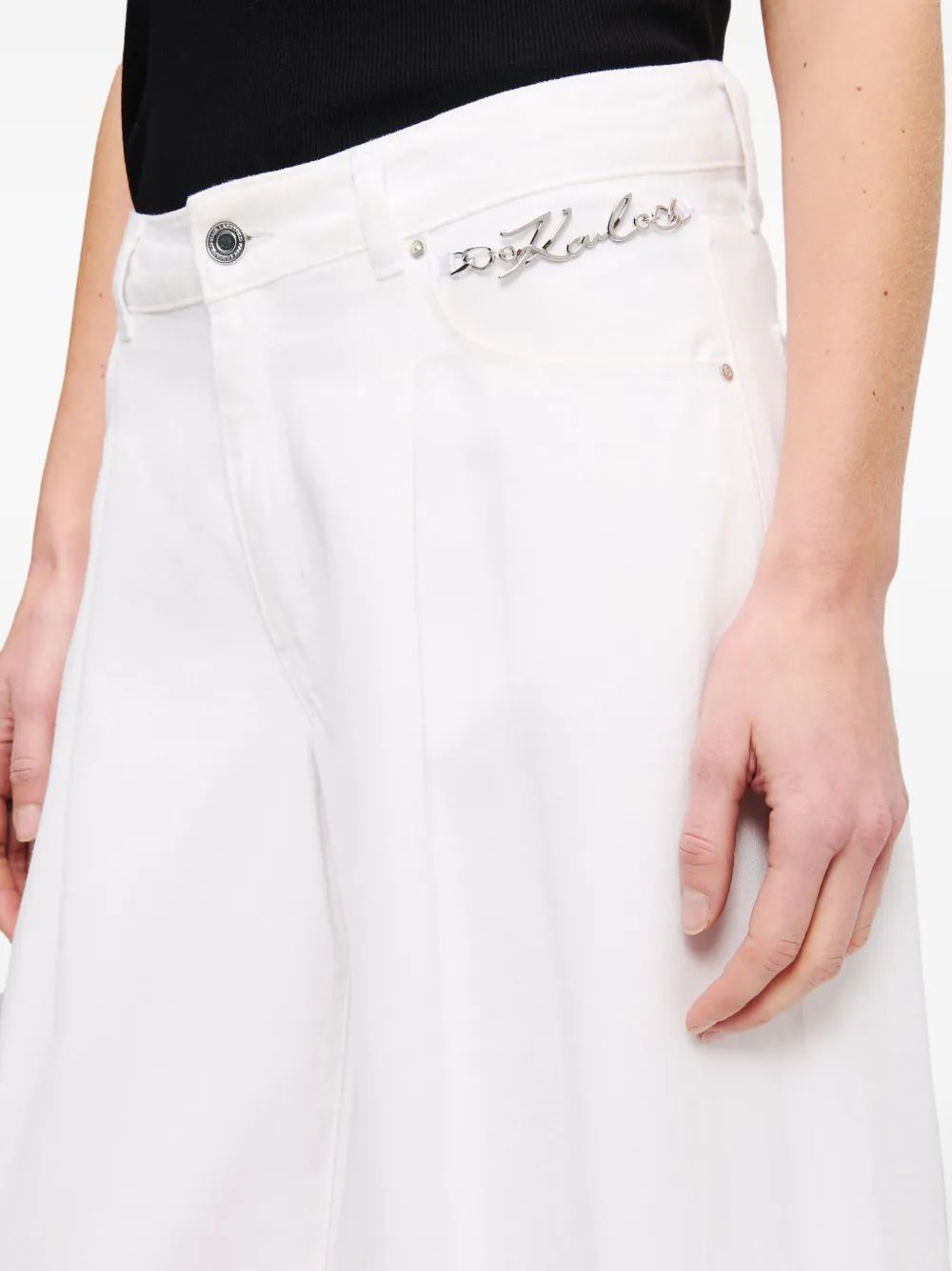 Karl Lagerfeld 5B White Wide Leg Pants