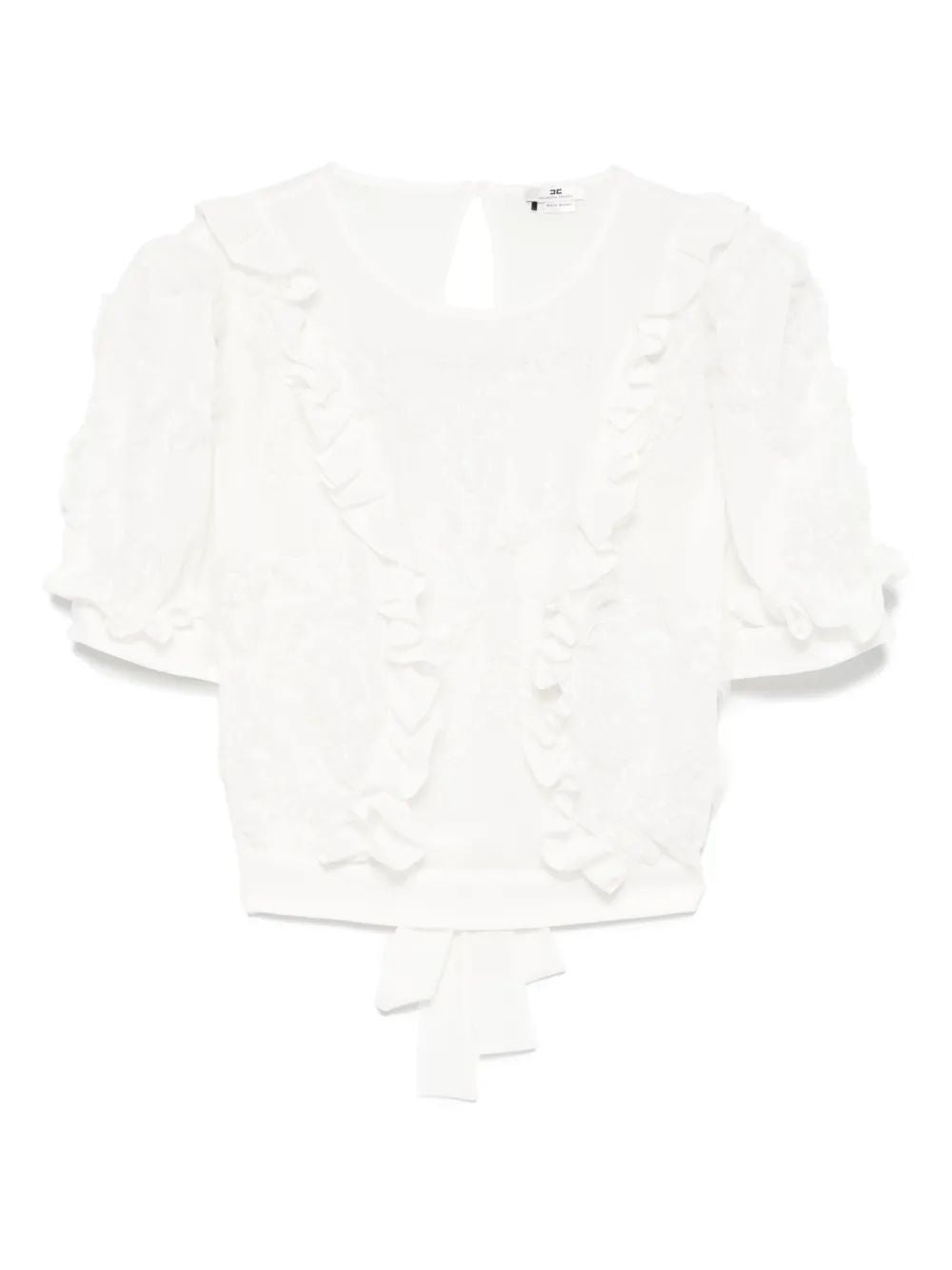 Elisabetta Franchi Mc Natural Top With Ruffles