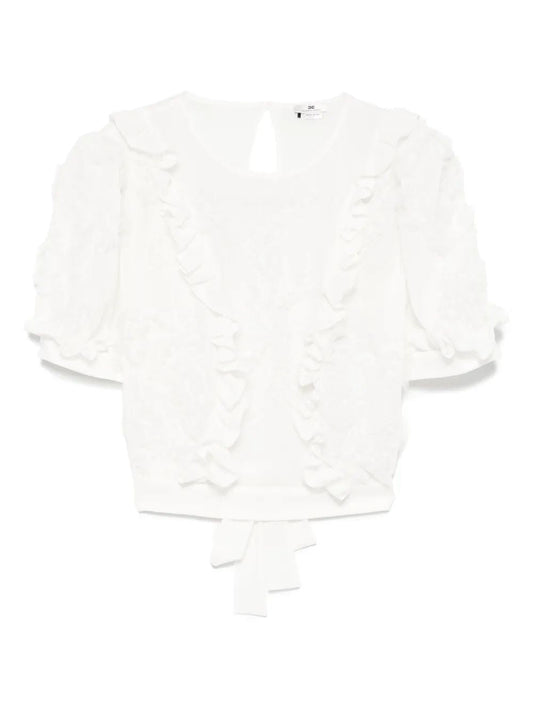 Elisabetta Franchi Mc Natural Top With Ruffles