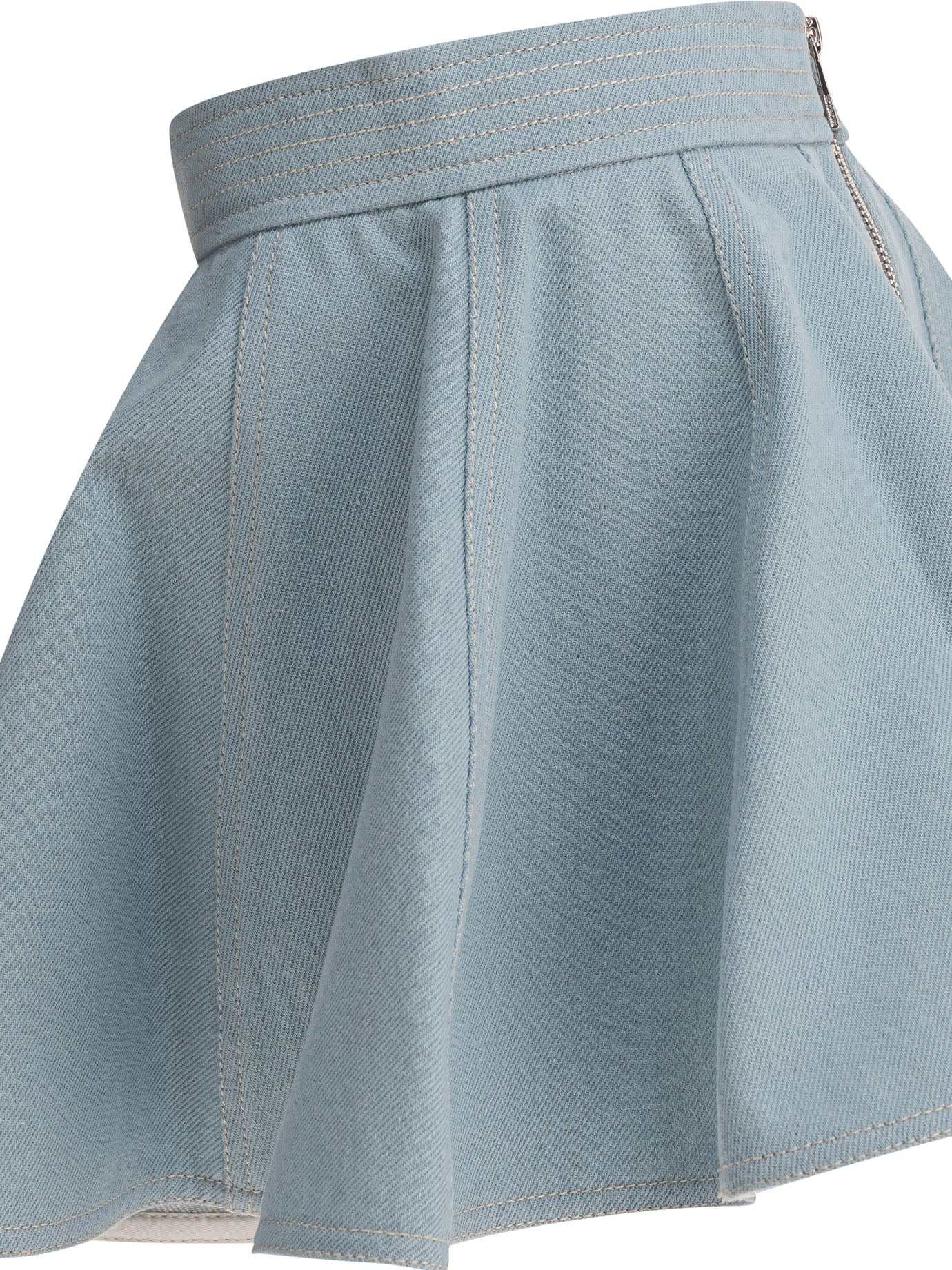 Moncler Kids Denim Flared Miniskirt