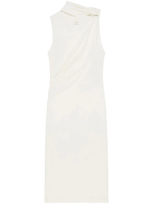 Courregès Sm Natural Draped Crepe Dress