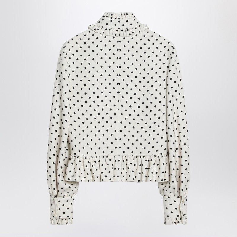 Valentino  White Single-Breasted Jacket With Black Polka Dots