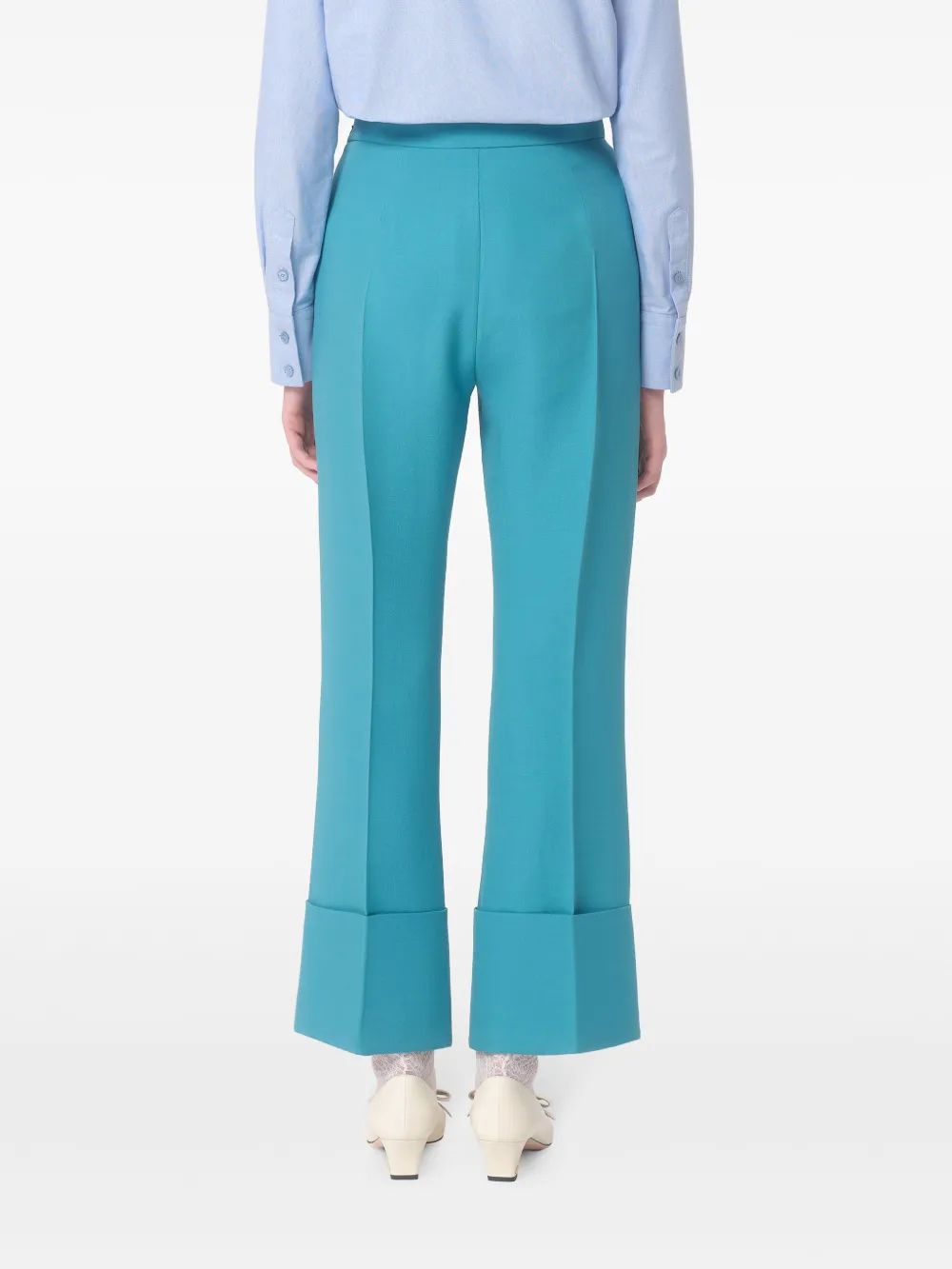 Valentino Turquoise Cropped Pants Wide Leg