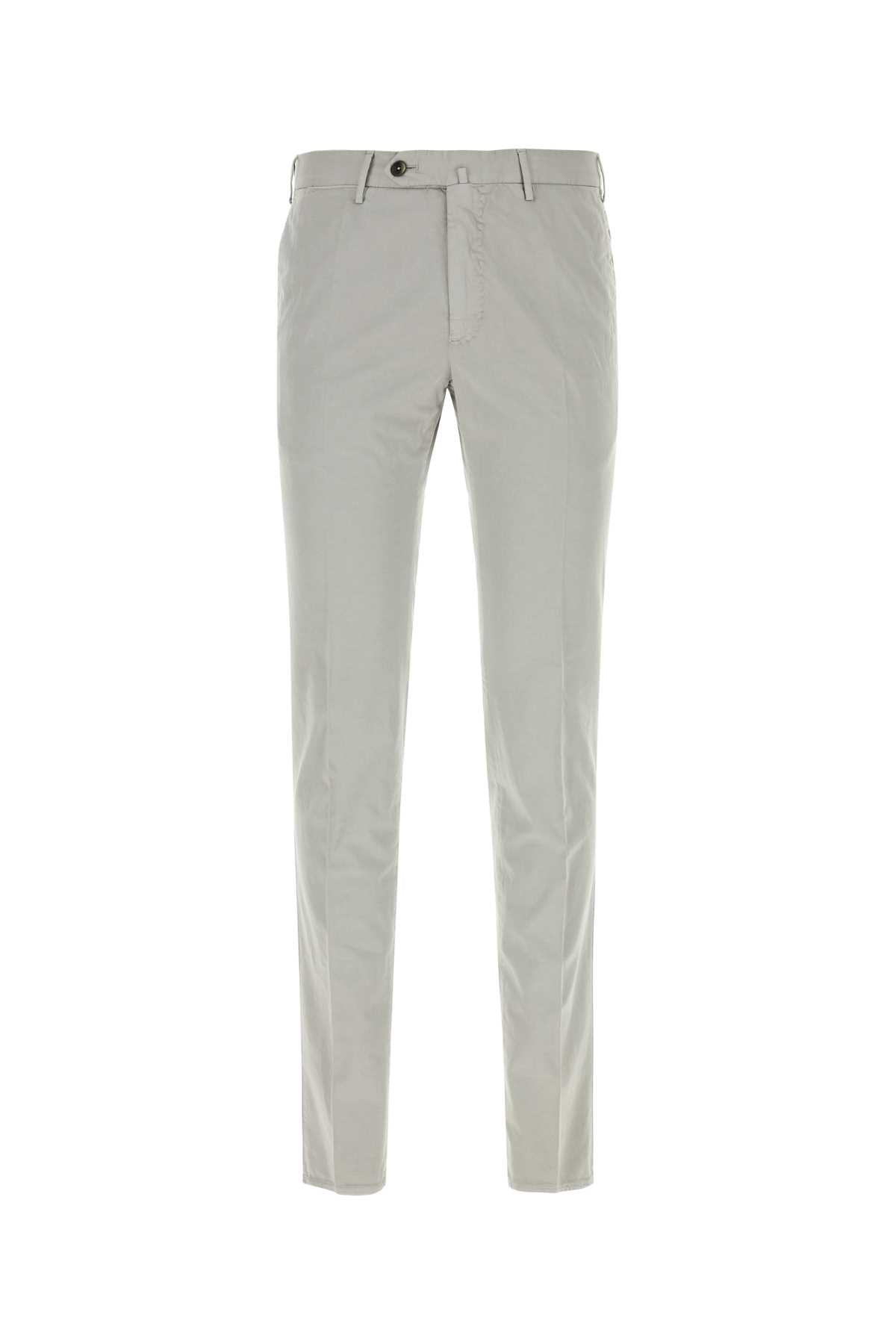 Pt Torino Light Grey Stretch Cotton Blend Silkochino Pant