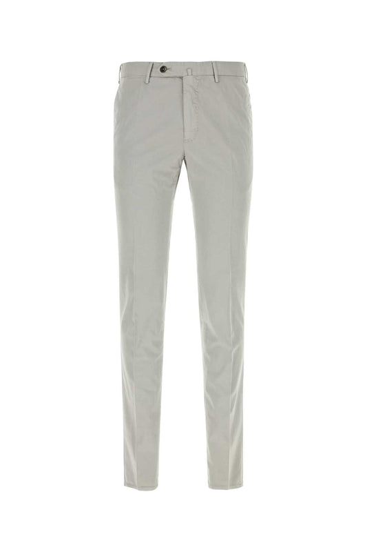 Pt Torino Light Grey Stretch Cotton Blend Silkochino Pant