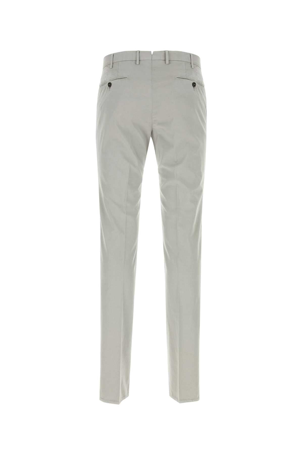 Pt Torino Light Grey Stretch Cotton Blend Silkochino Pant