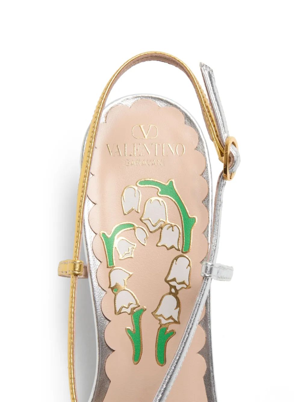 Valentino Garavani Black Silver Destal Shoe With Gold Bow