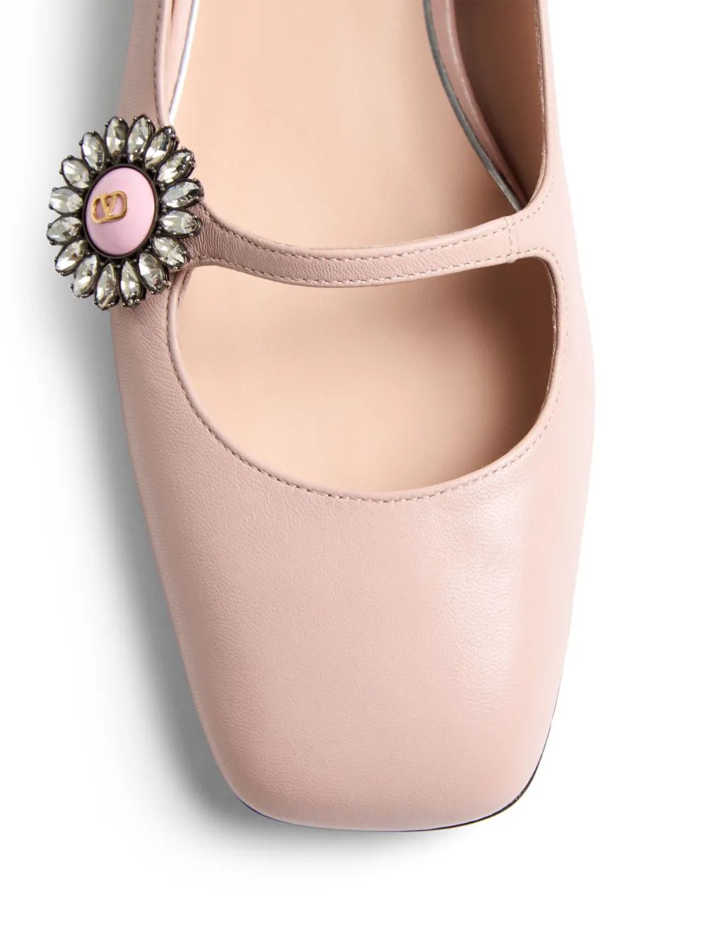 Valentino Garavani Nude Ballerina With Pink Crystal Detail