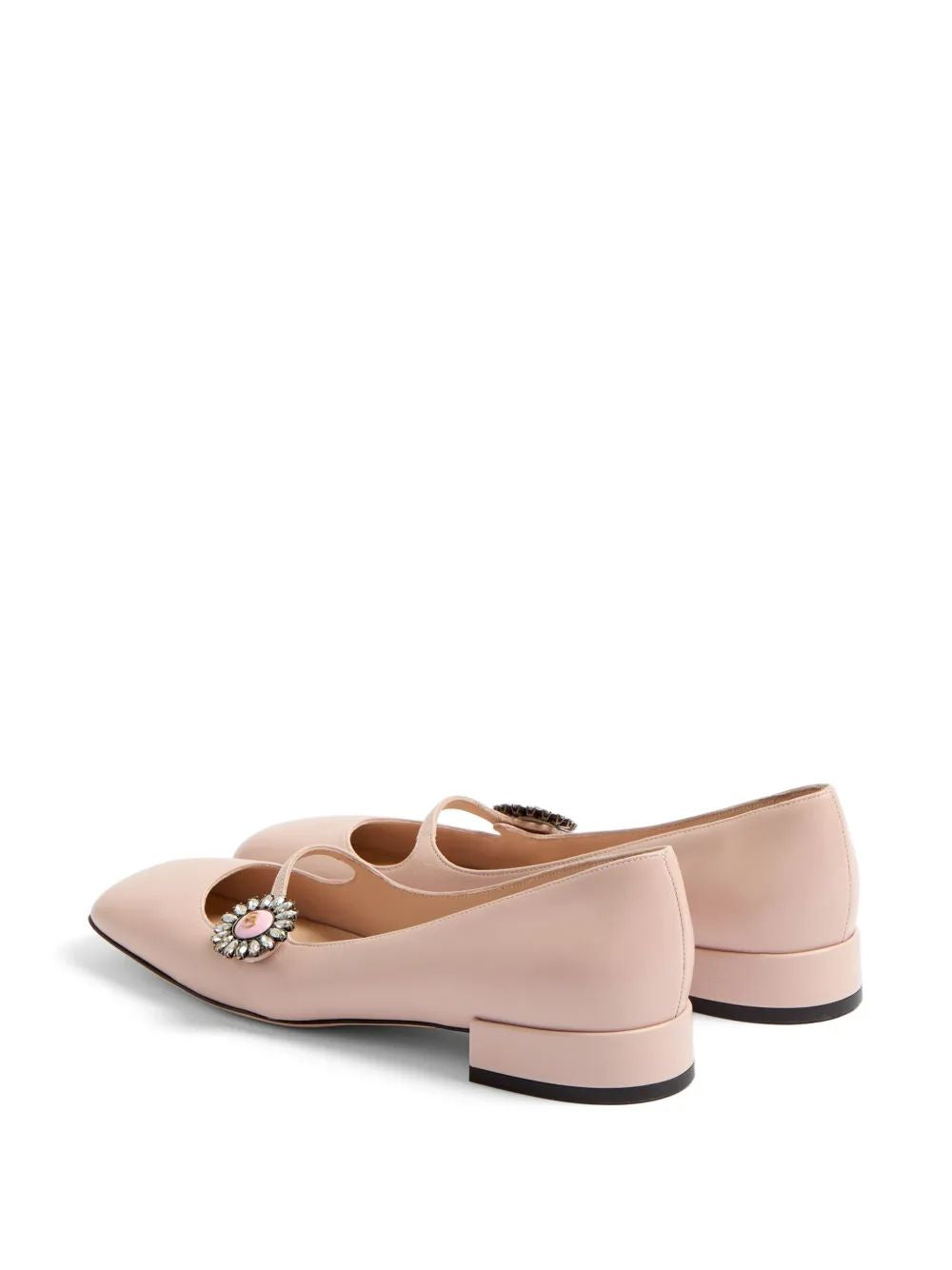 Valentino Garavani Nude Ballerina With Pink Crystal Detail