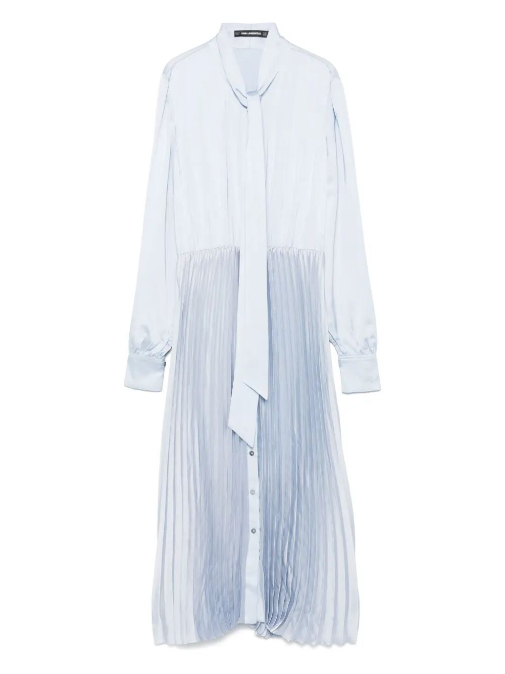 Karl Lagerfeld Light Blue Dress With Pleated Skirt And Bow Detail