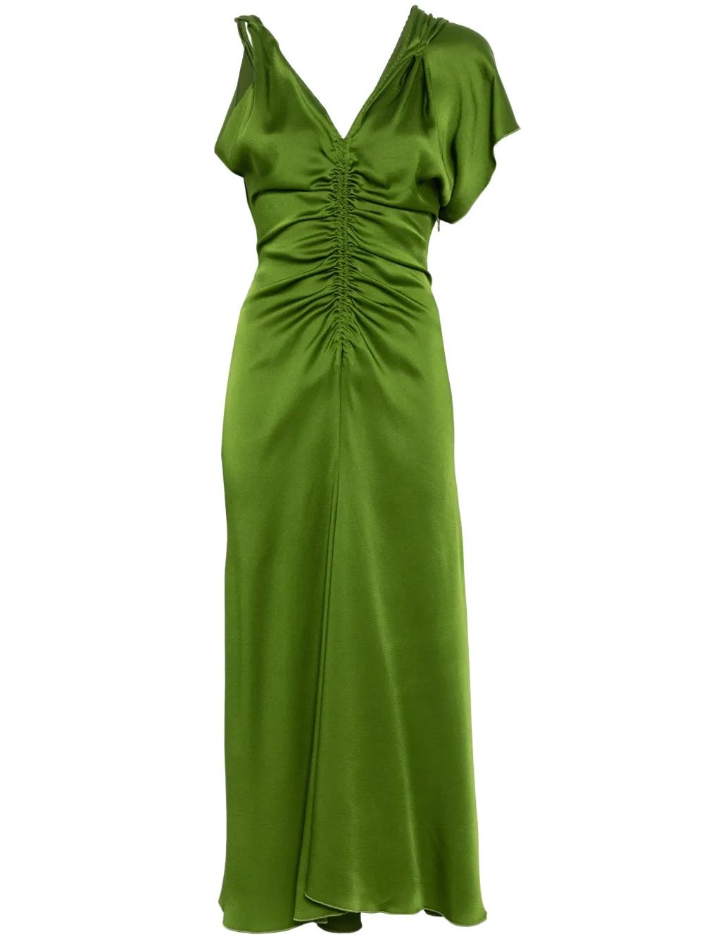 Victoria Beckham Olive Green Asymmetric 1 Sleeve Dress