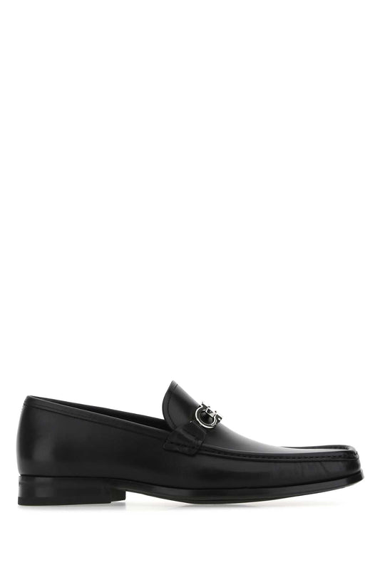 Ferragamo Black Leather Loafers