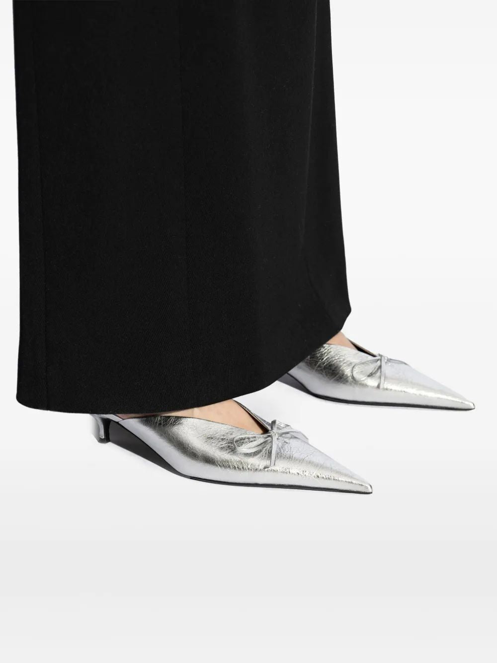 Balenciaga Silver Mule With 40Mm Heel