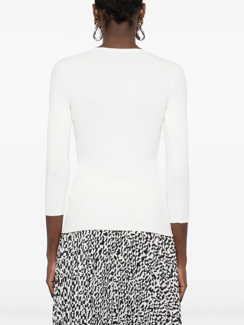 Elisabetta Franchi Mm White V-Neck Sweater