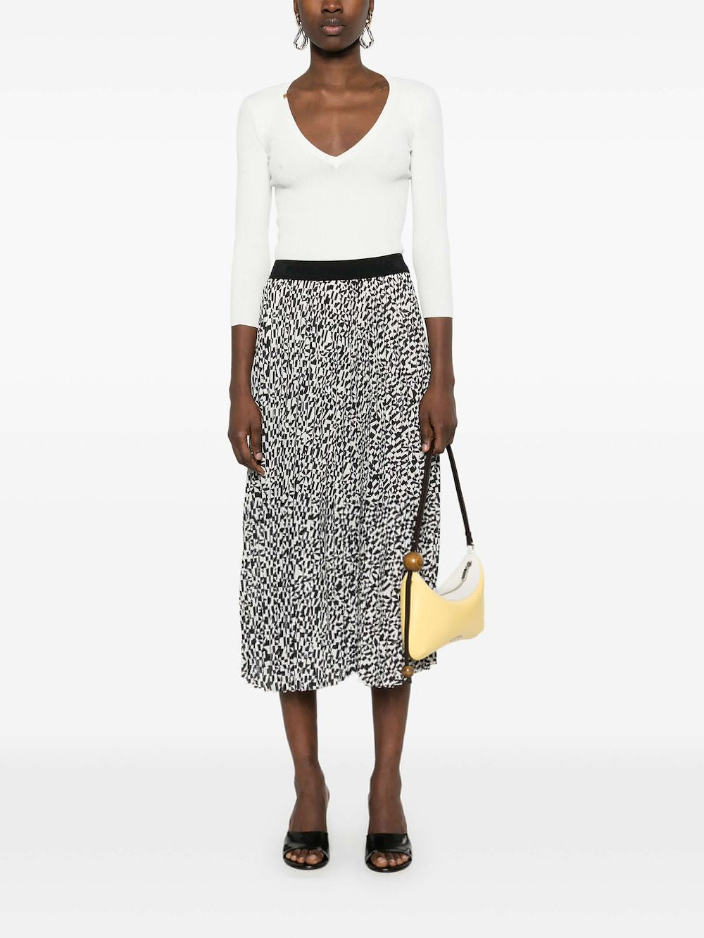 Elisabetta Franchi Mm White V-Neck Sweater