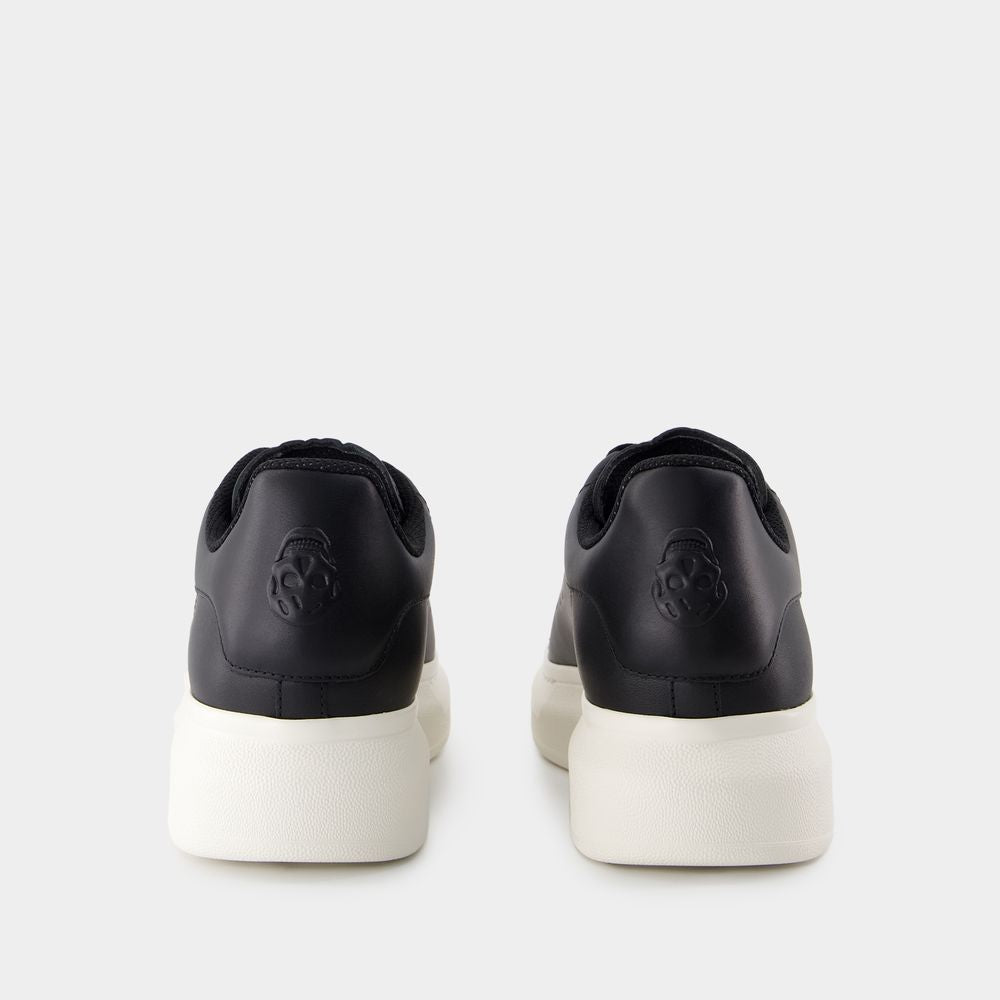 Alexander Mcqueen Black Leather Sneakers With Black Leather Heel