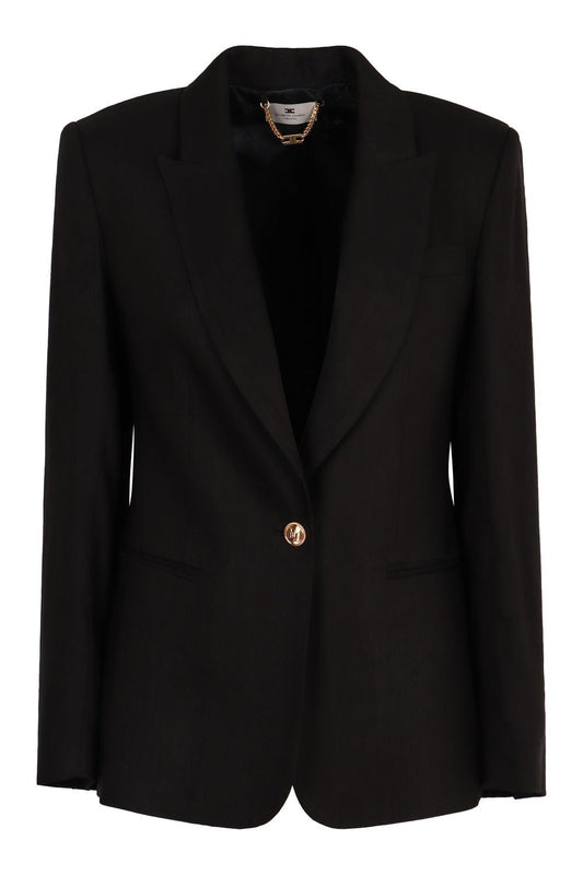 Elisabetta Franchi Black Blazer With Gold Buttons