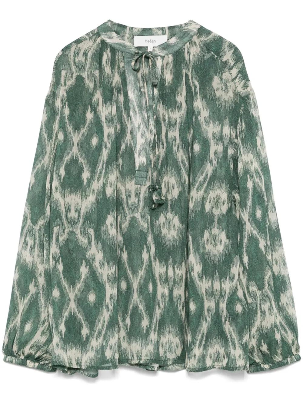 Ba&Sh Menaelle Khaki Beige Printed Blouse