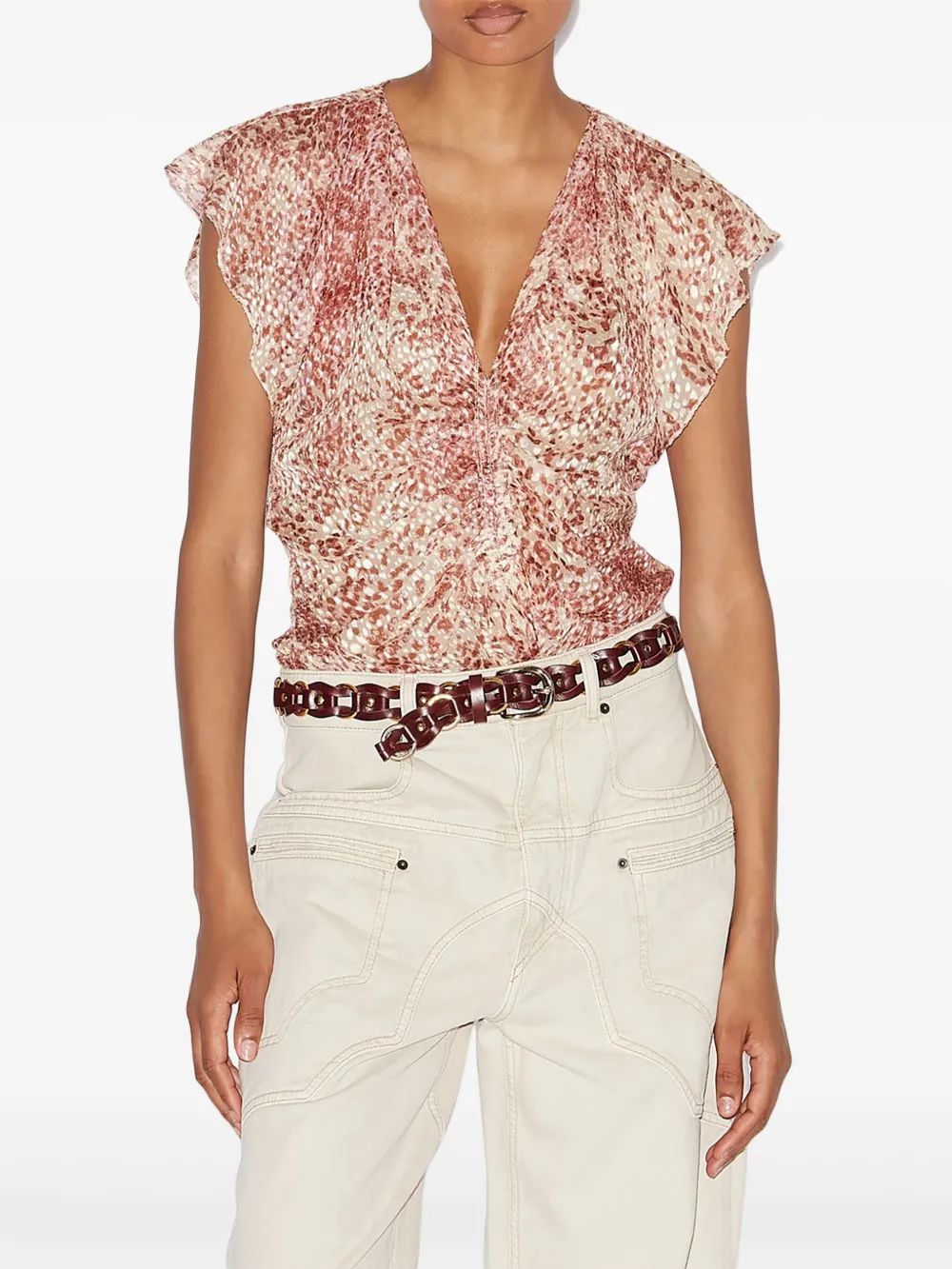 Isabel Marant Sm Top Lonea Beige Ocher Print
