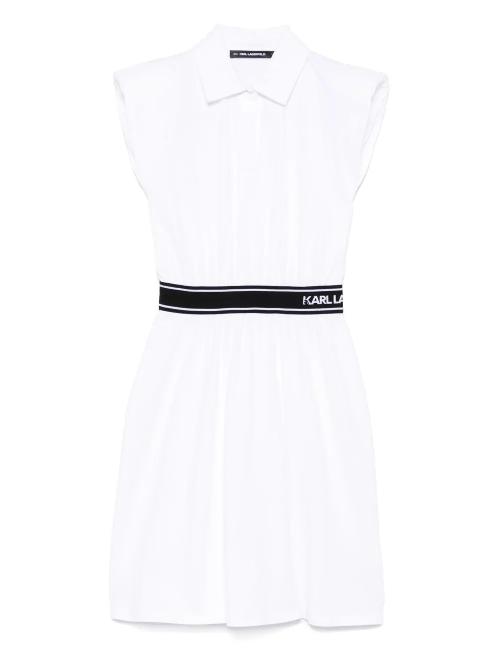 Karl Lagerfeld Sm White Polo Dress With Shoulder Pads