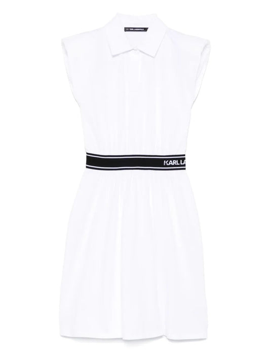 Karl Lagerfeld Sm White Polo Dress With Shoulder Pads
