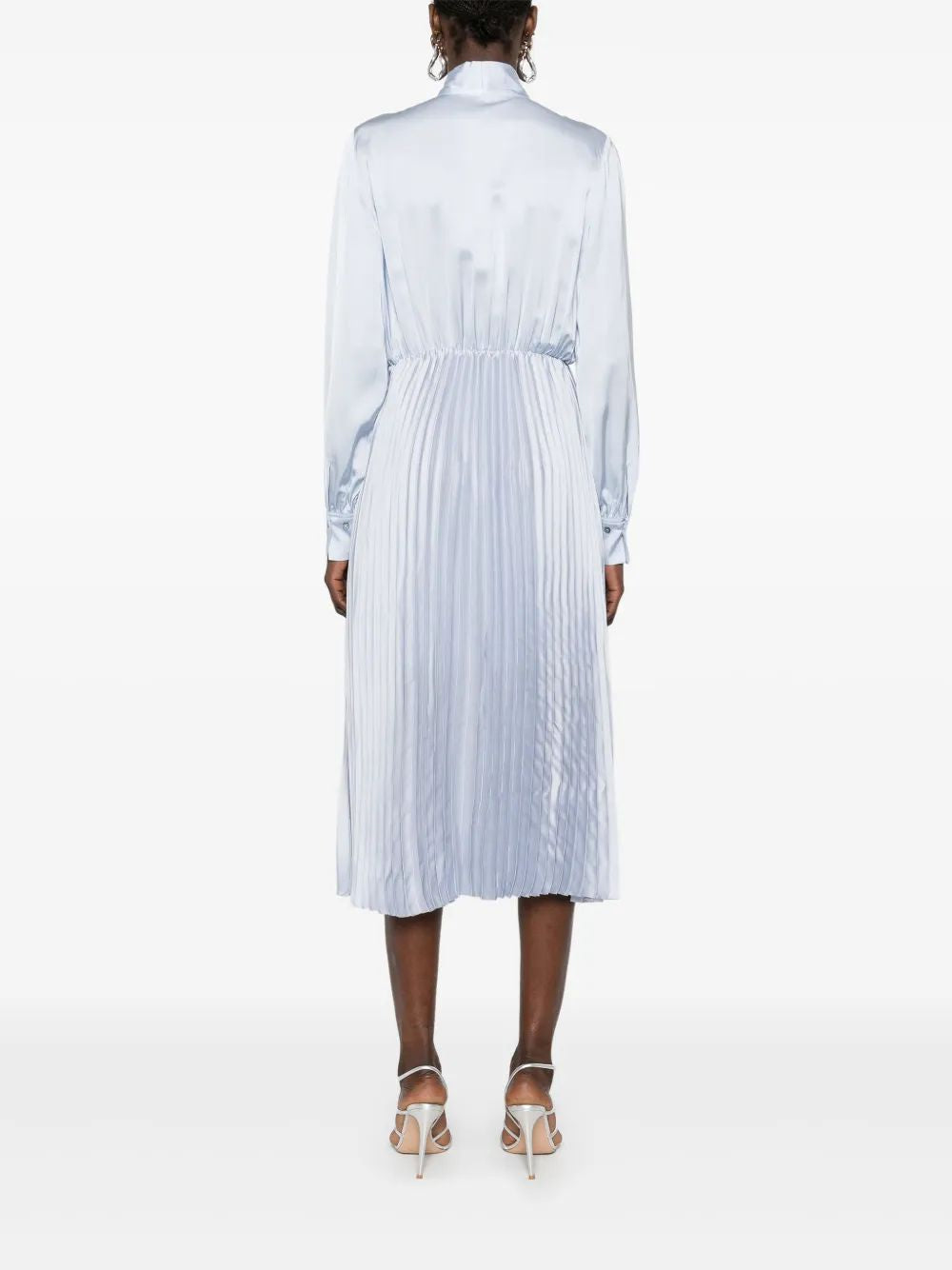 Karl Lagerfeld Light Blue Dress With Pleated Skirt And Bow Detail