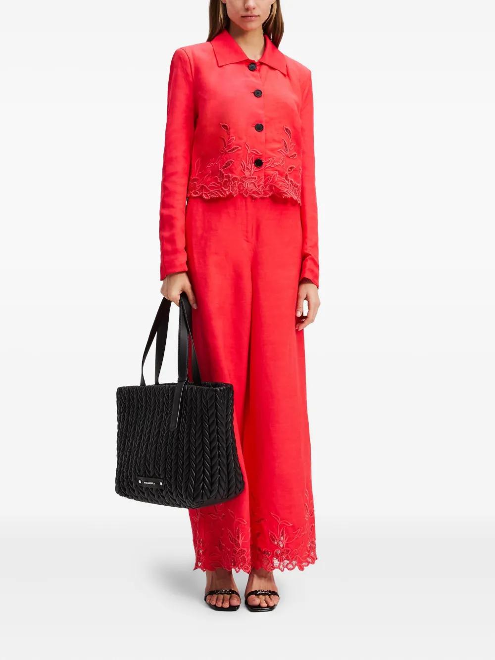 Karl Lagerfeld Red Culotte Pants With Bo Hems