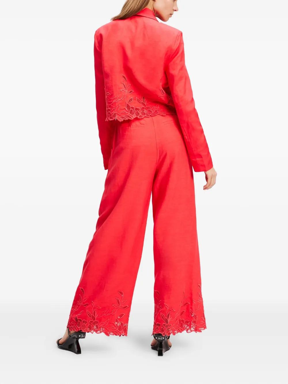 Karl Lagerfeld Red Culotte Pants With Bo Hems