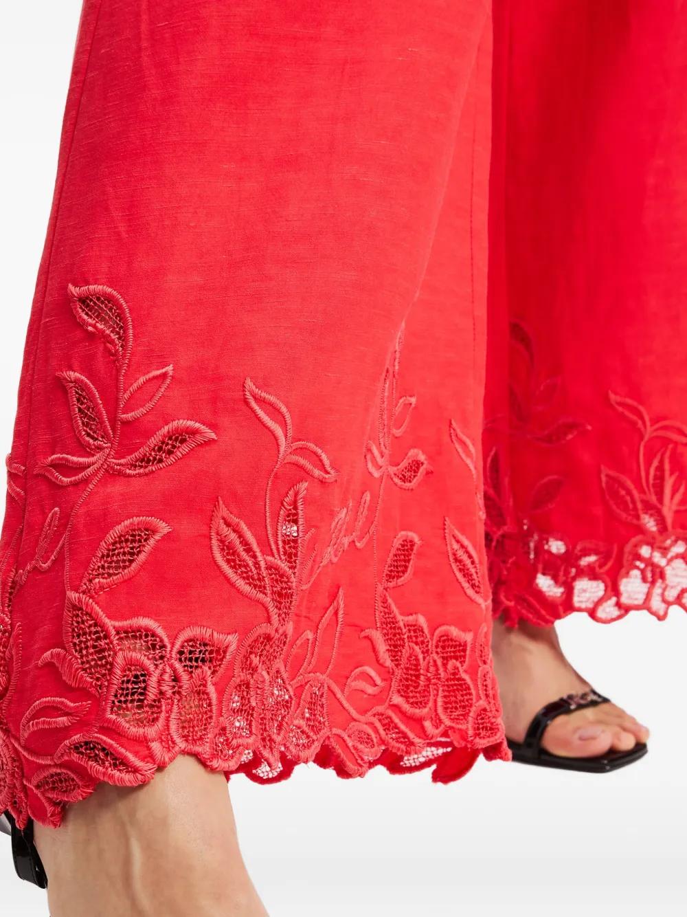 Karl Lagerfeld Red Culotte Pants With Bo Hems