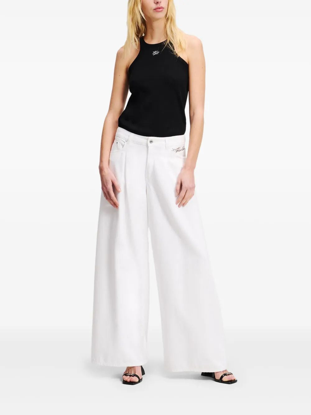 Karl Lagerfeld 5B White Wide Leg Pants