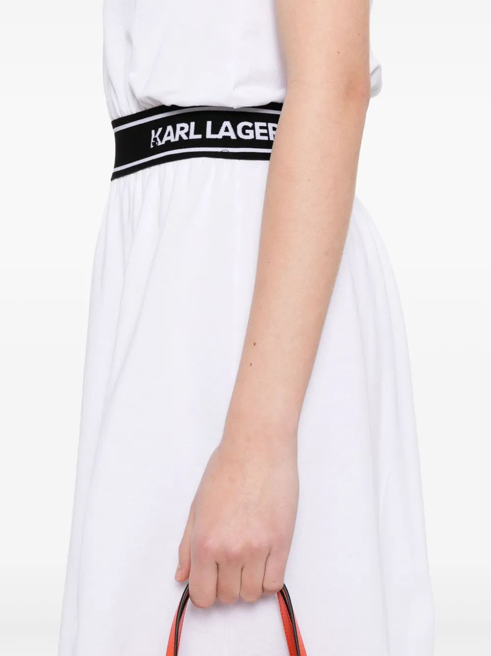 Karl Lagerfeld Sm White Polo Dress With Shoulder Pads