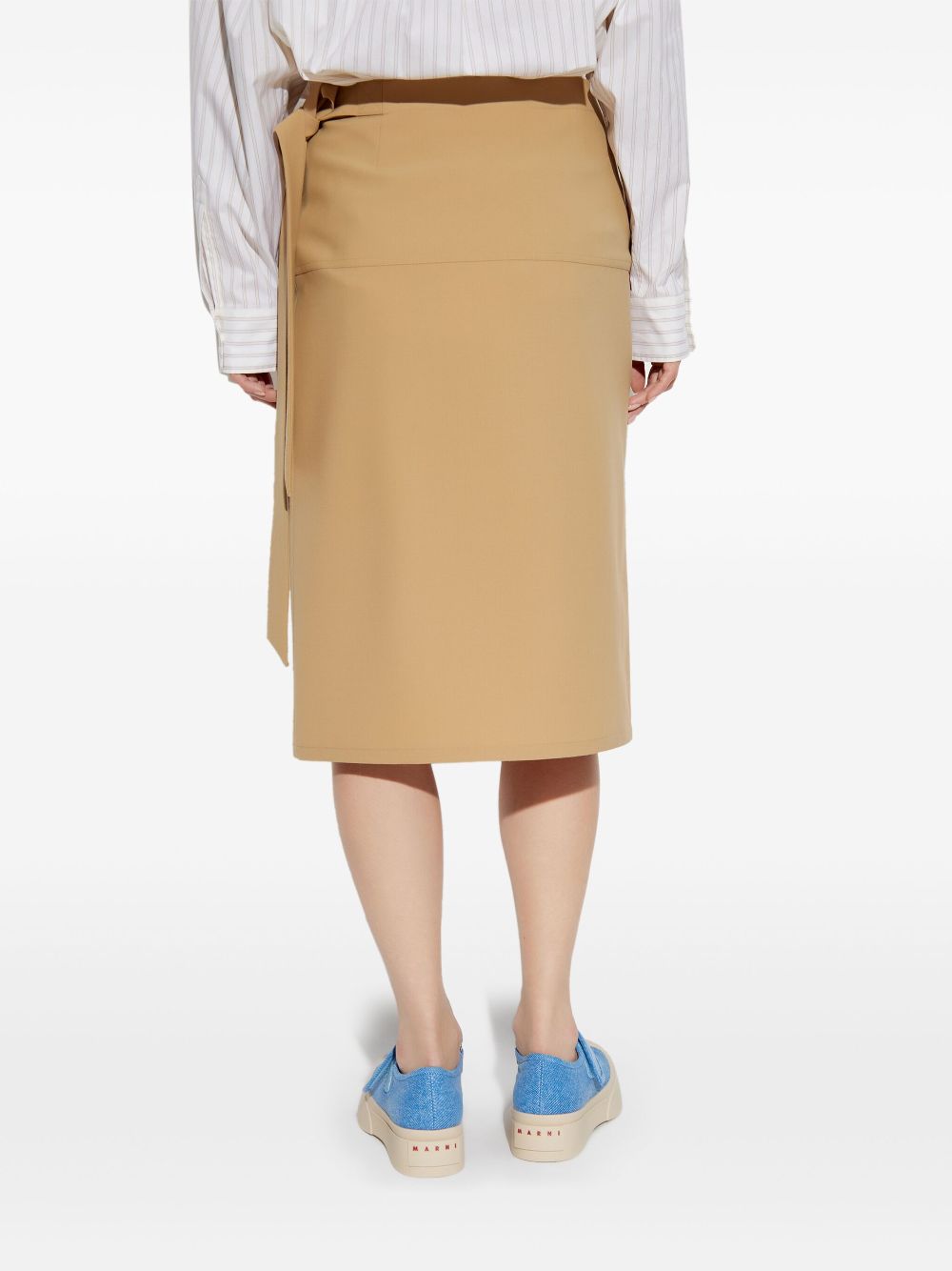 Marni Camel Midi Skirt With Bow On The Side