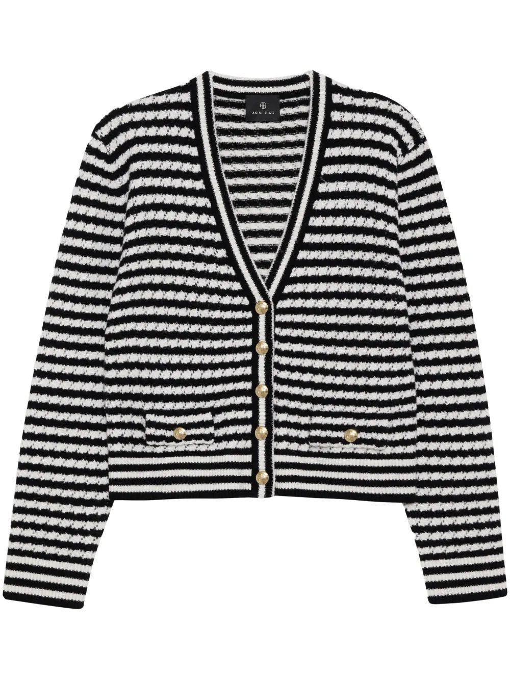 Anine Bing Gwen Cardigan White Black Stripes