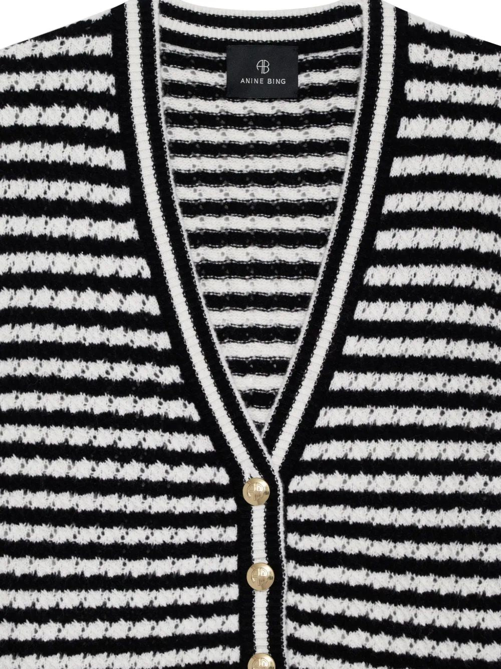 Anine Bing Gwen Cardigan White Black Stripes