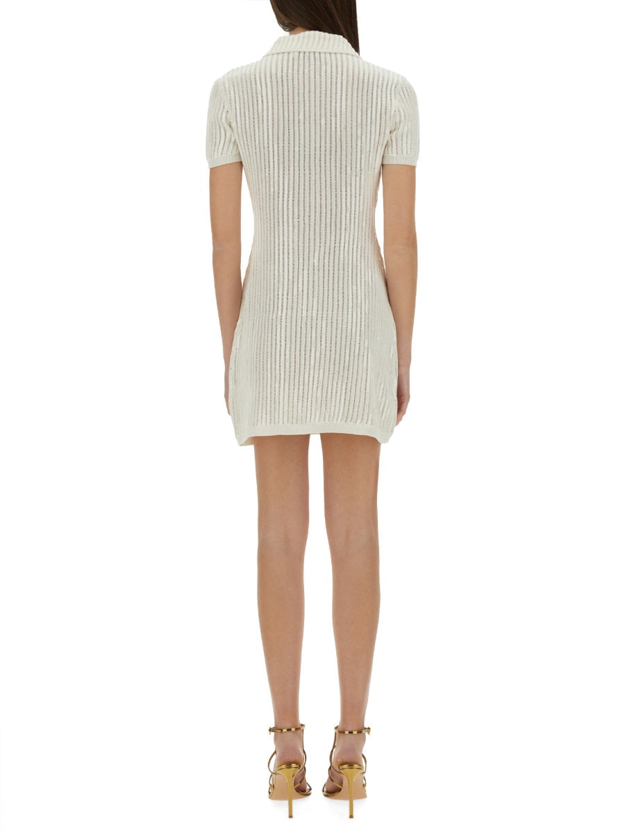 Self-Portrait Cotton Blend Knitted Dress