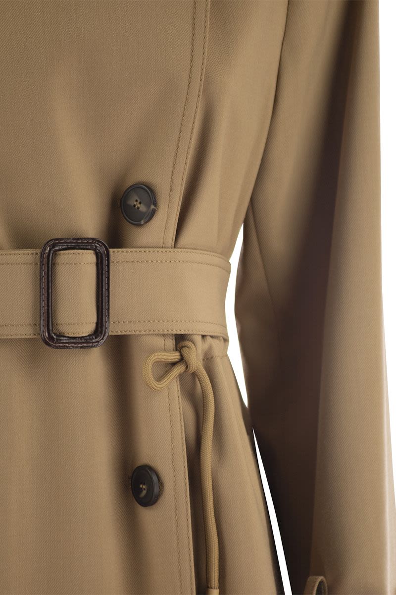 Weekend Max Mara Camel Stretch Polyester Blend Fauto Trench Coat