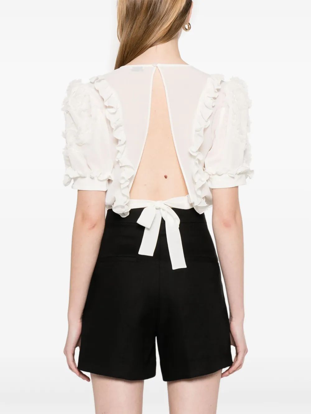 Elisabetta Franchi Mc Natural Top With Ruffles