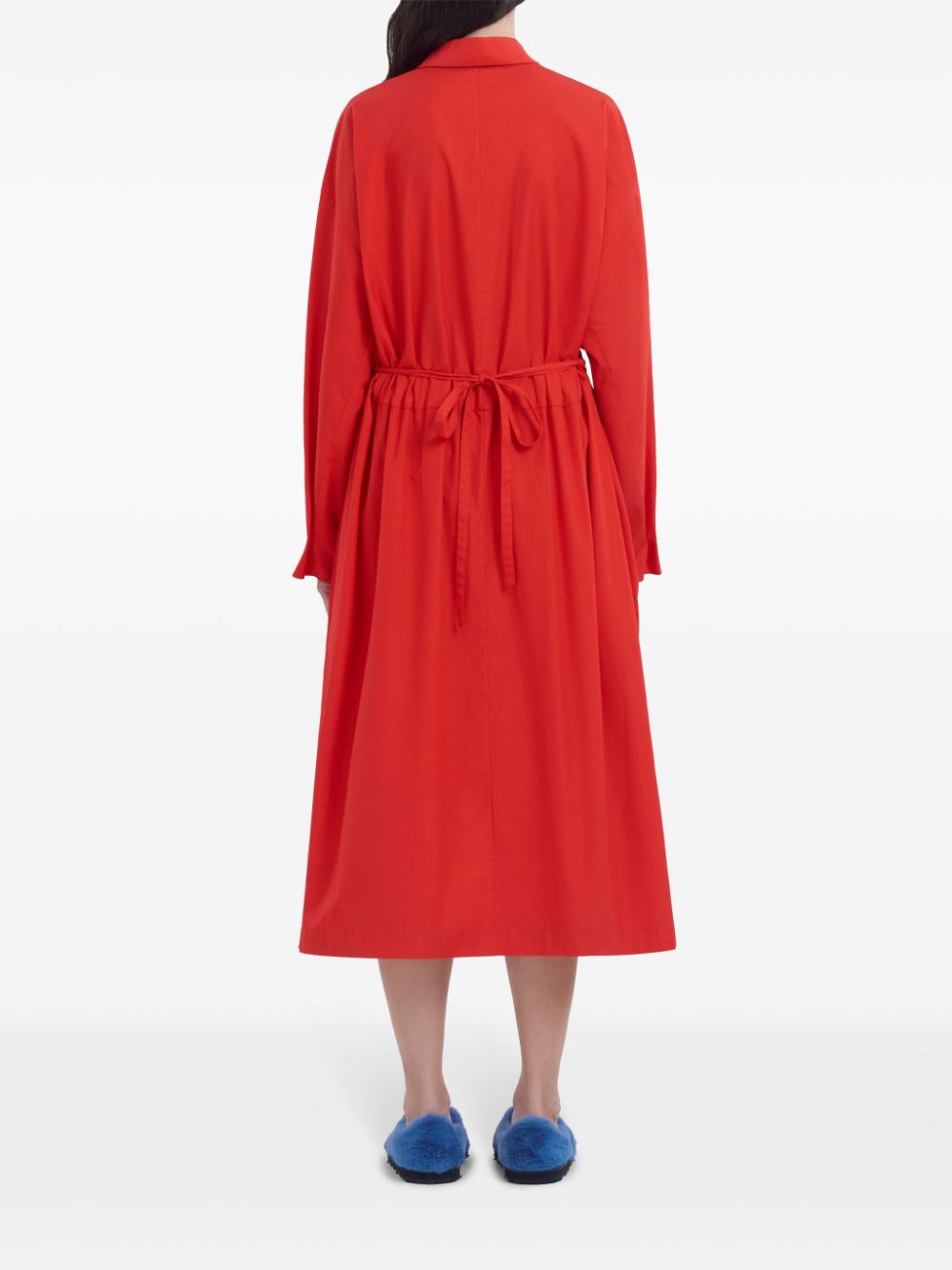 Marni Ml Red Long Dress V Neck Belt