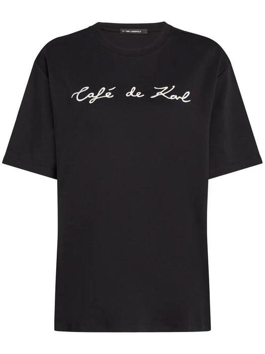 Karl Lagerfeld Mc Over Black T-Shirt White Logo Inver