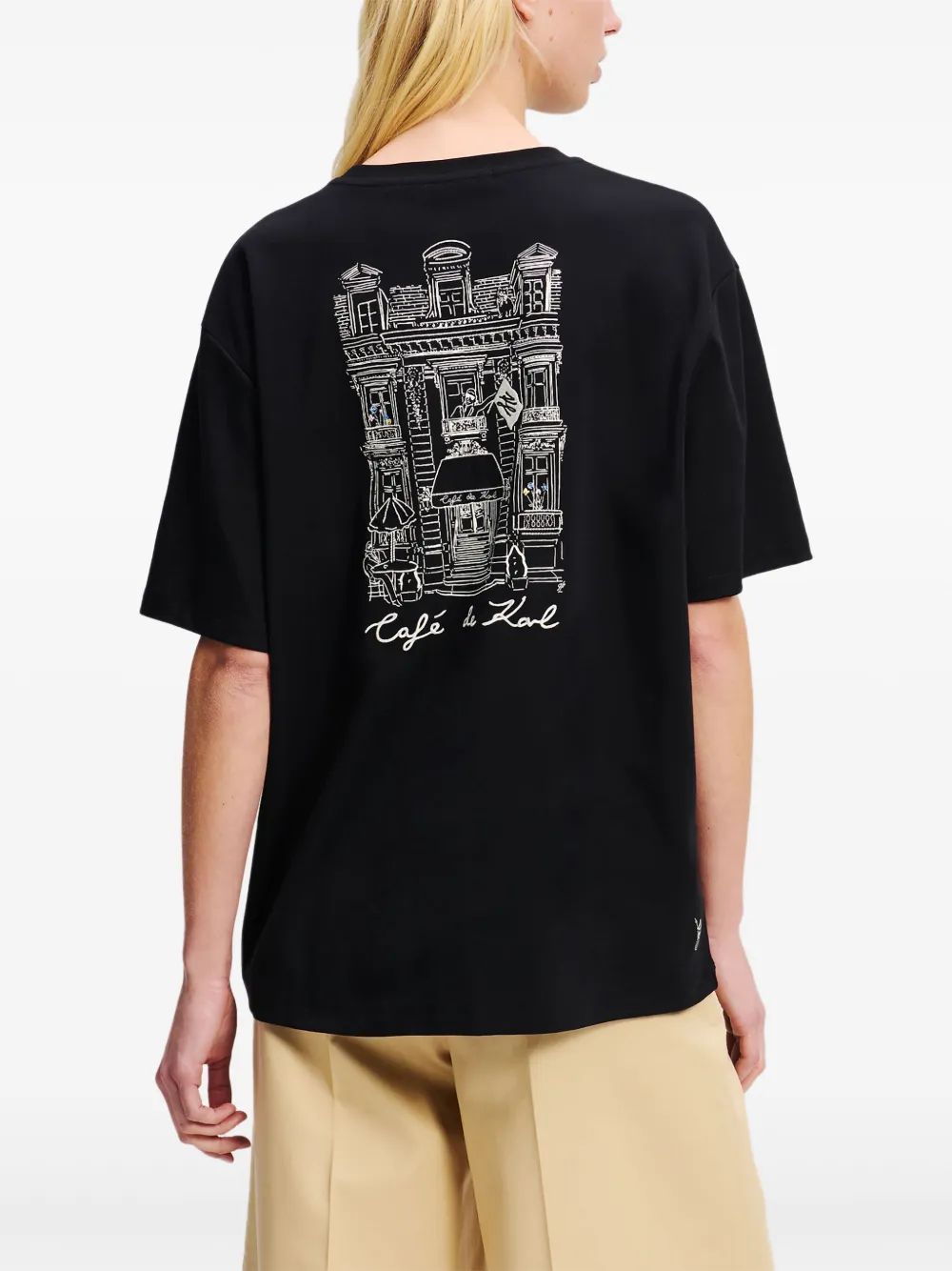 Karl Lagerfeld Mc Over Black T-Shirt White Logo Inver