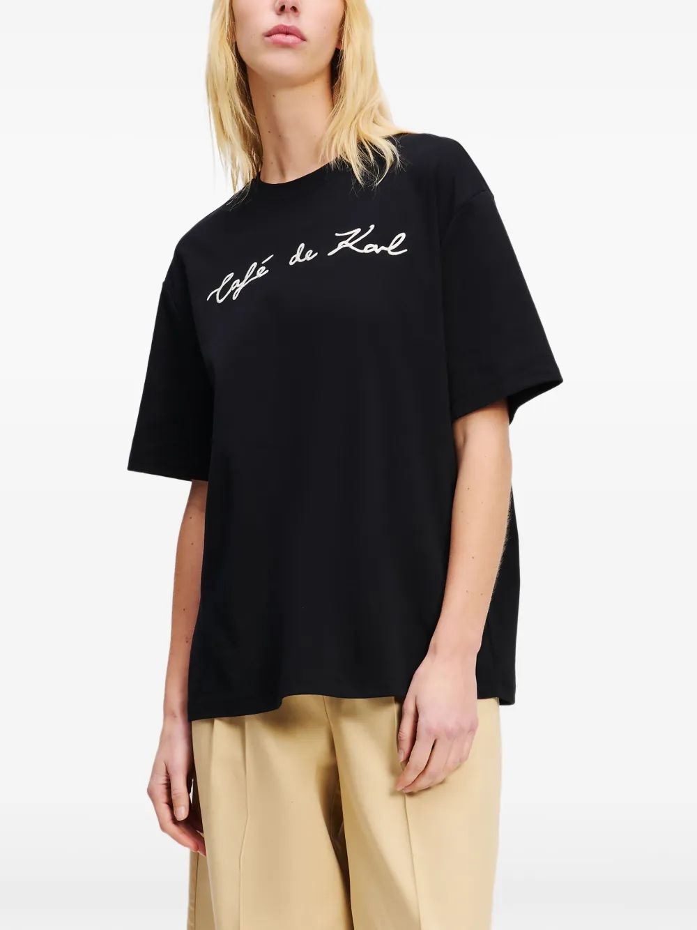 Karl Lagerfeld Mc Over Black T-Shirt White Logo Inver