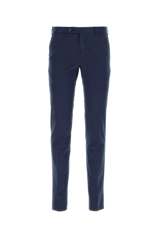 Pt Torino Blue Stretch Cotton Blend Silkochino Pant